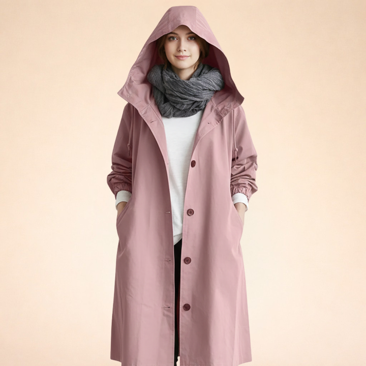 Brigida | Elegante cappotto lungo con cappuccio
