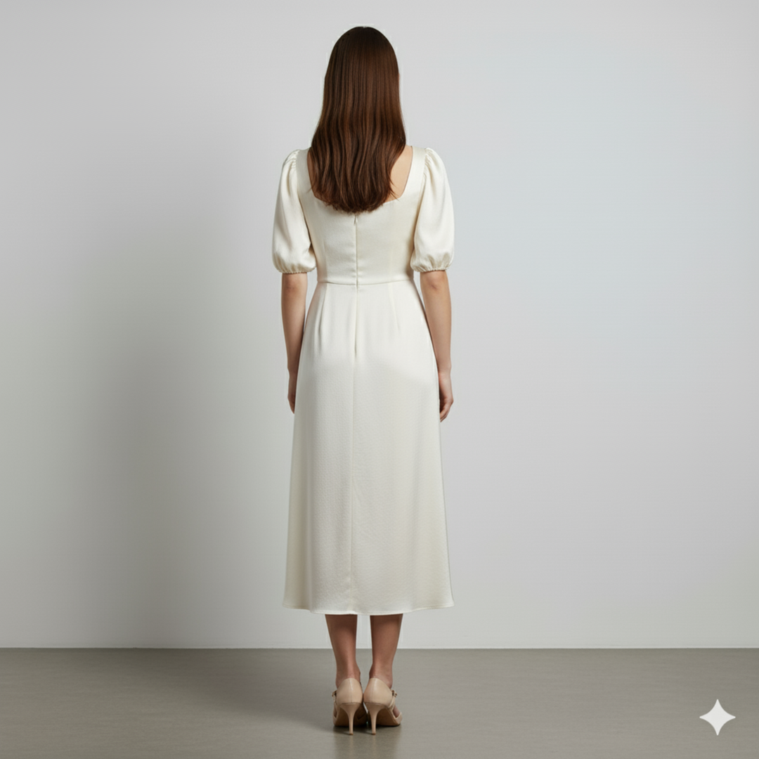 Pansy | Elegante abito midi a palloncino in raso