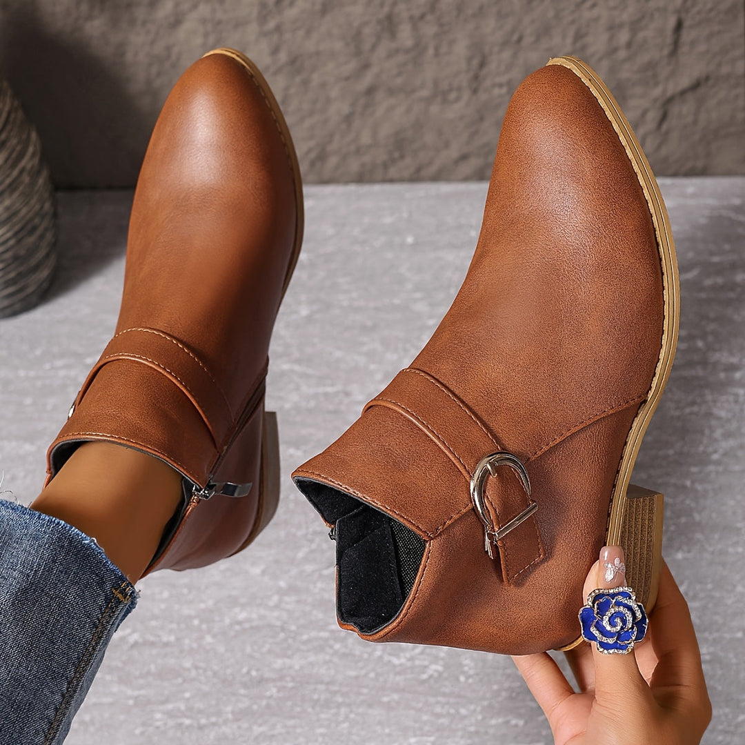 Serena | Chelsea-Stiefeletten mit Schnalle und niedrigem Blockabsatz