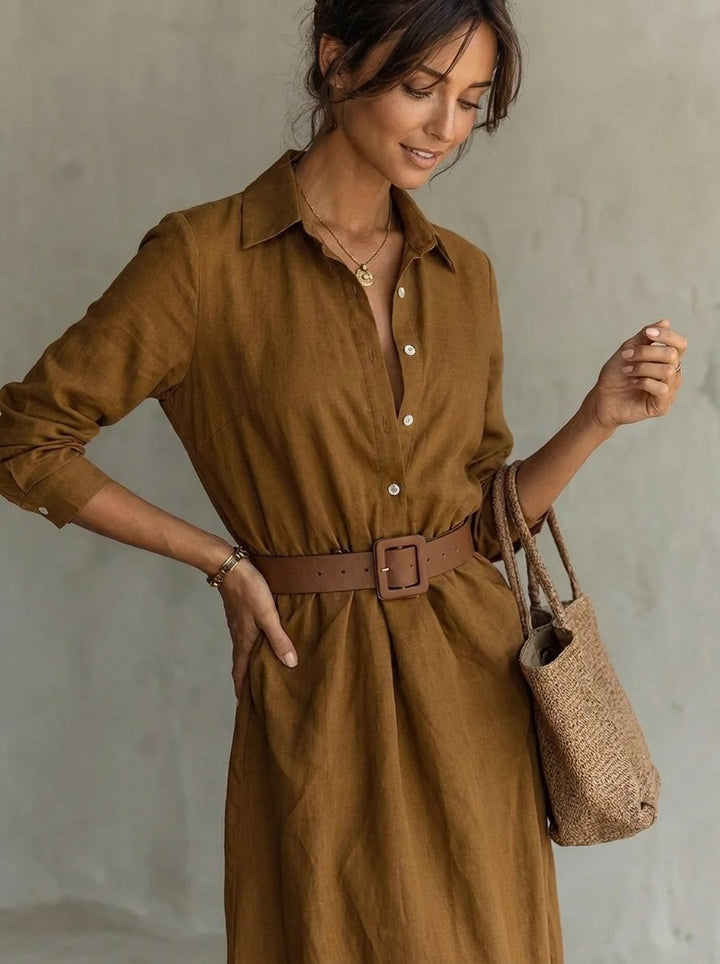 Camilla | Abito Maxi a maniche lunghe con cintura