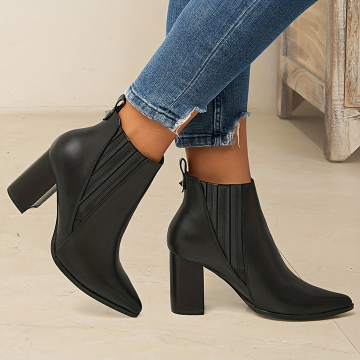 Clara | Pointed-Toe Ankle Boots with Block Heel