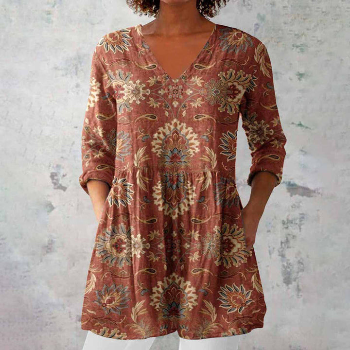 Eliana | Tunica da donna con scollo a V e stampa Paisley