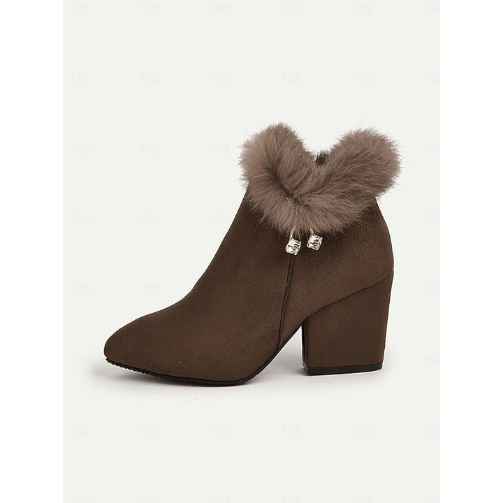 Claire | Ankle Boots – Fur-Trimmed Block Heel Elegante