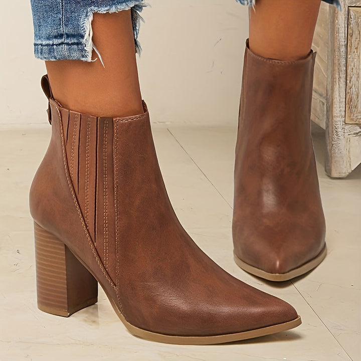Clara | Pointed-Toe Ankle Boots with Block Heel