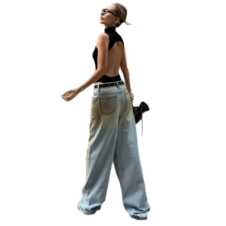 Lisa | Jeans Donna a Gamba Larga con Lavaggio Vintage