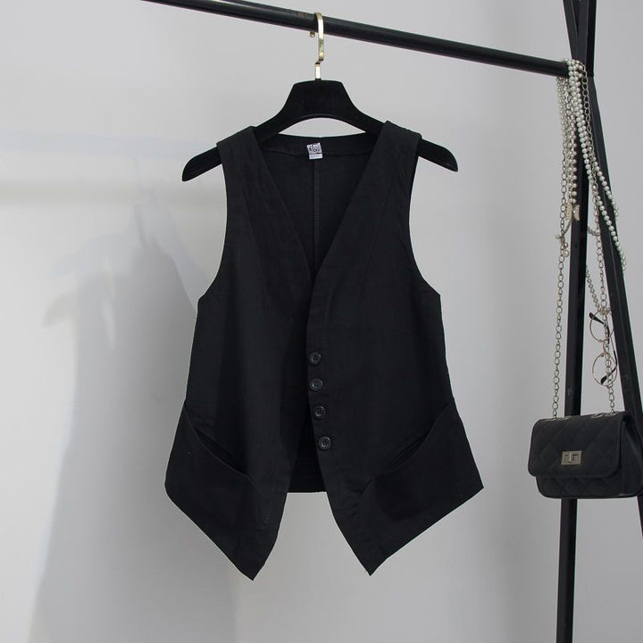 Isabella | Gilet Donna in Lino Elegante con Scollo a V