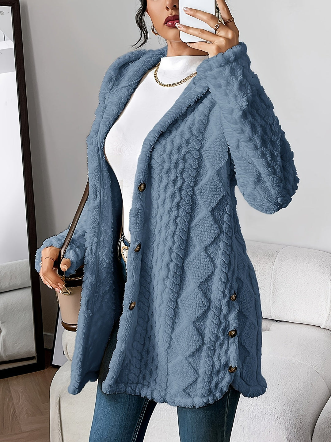 Adriana | Cardigan con cappuccio in peluche 2