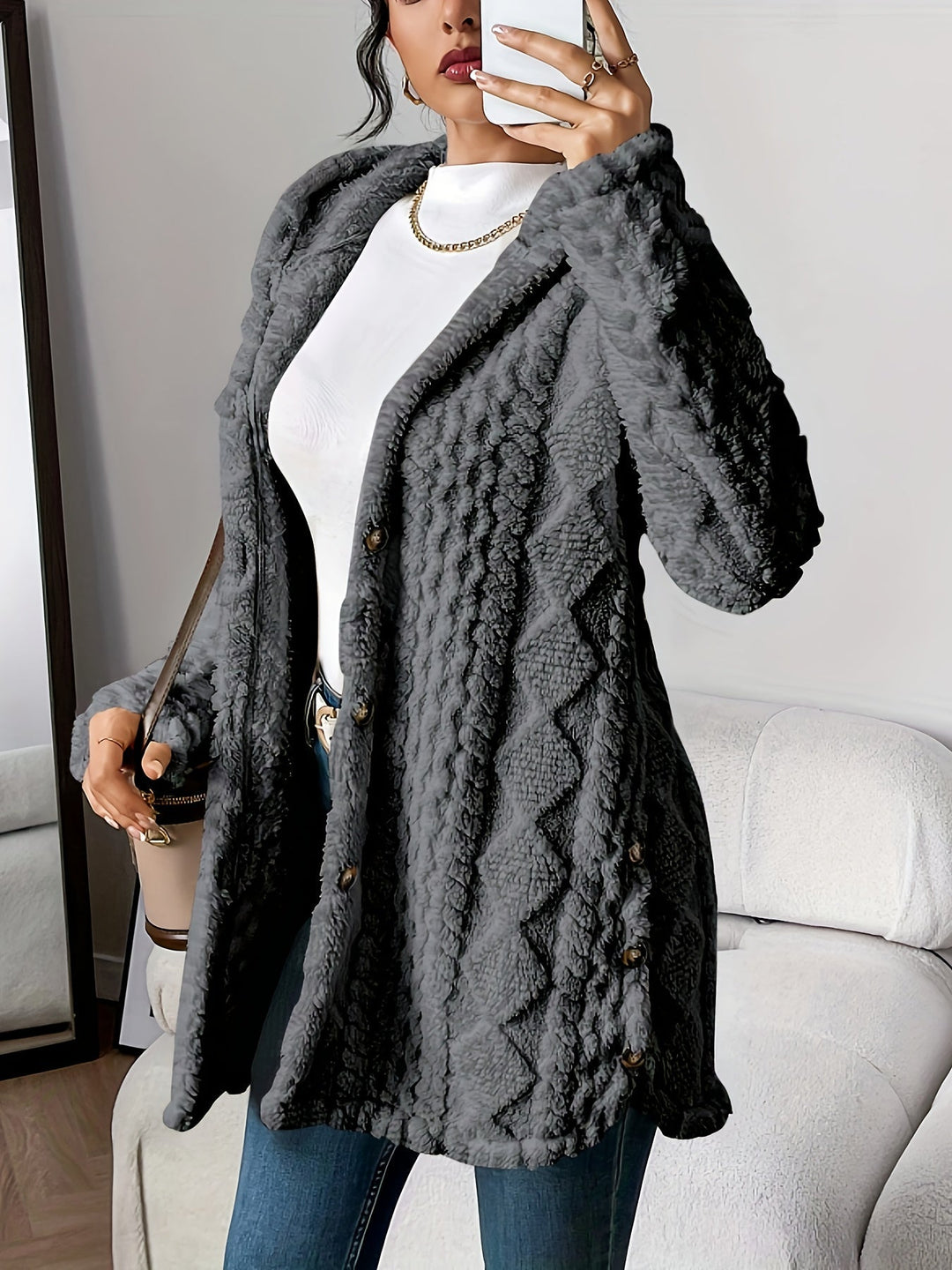 Adriana | Cardigan con cappuccio in peluche 4