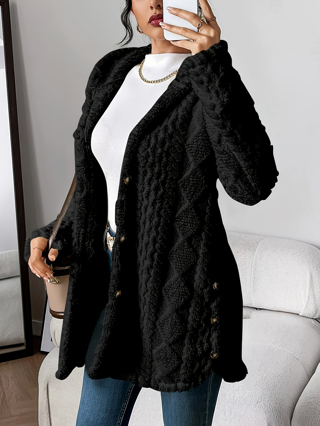 Adriana | Cardigan con cappuccio in peluche 5