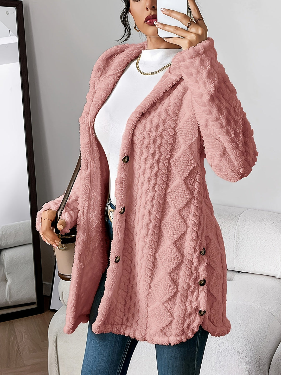 Adriana | Cardigan con cappuccio in peluche 7