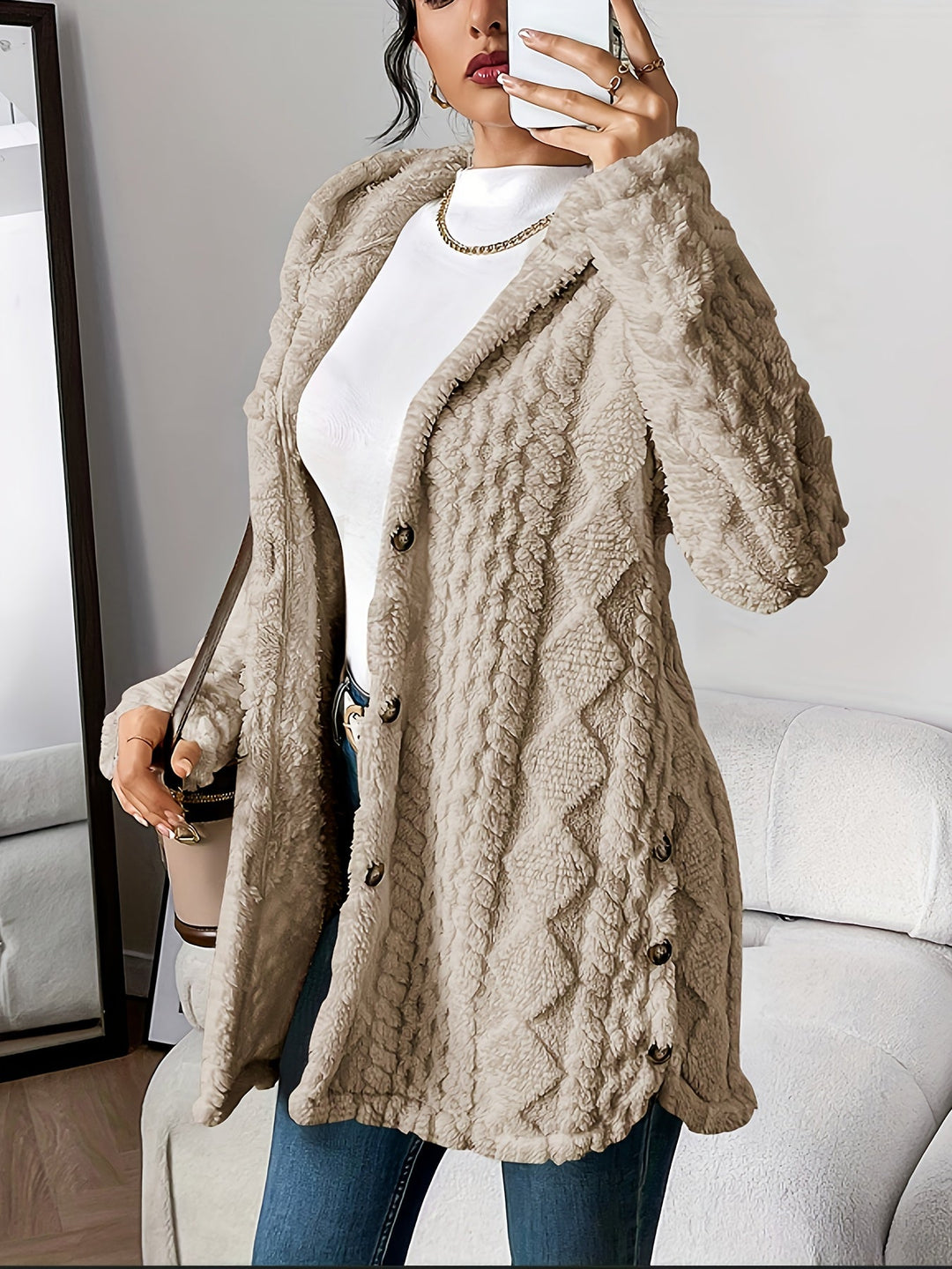 Adriana | Cardigan con cappuccio in peluche 9