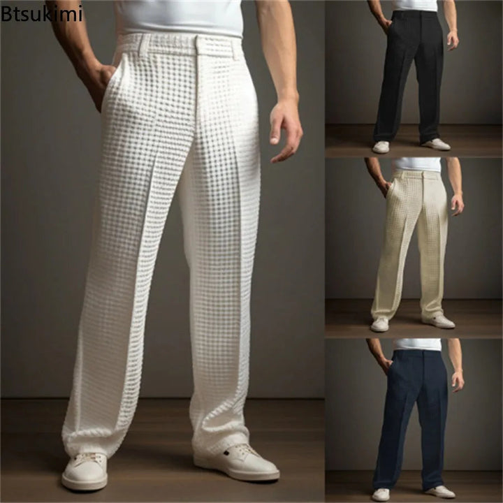 Adriano | Eleganti Pantaloni Neri Uomo – Struttura Waffle per Comfort e Stile 1