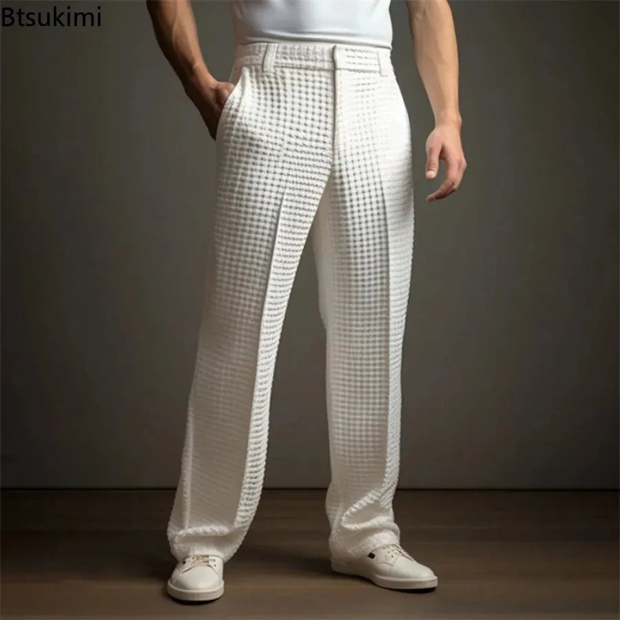Adriano | Eleganti Pantaloni Neri Uomo – Struttura Waffle per Comfort e Stile 3