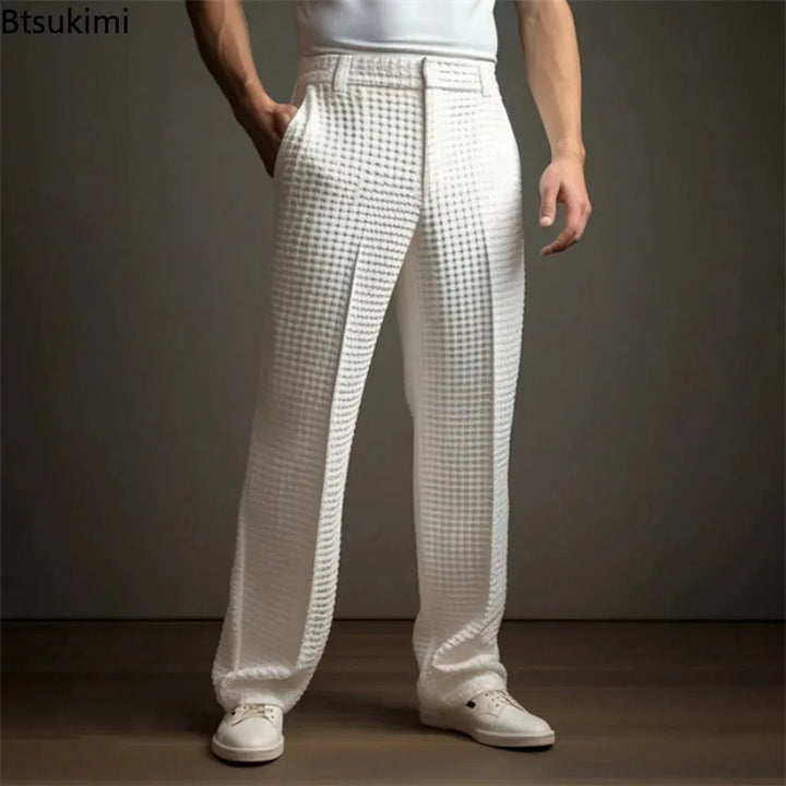 Adriano | Eleganti Pantaloni Neri Uomo – Struttura Waffle per Comfort e Stile 3
