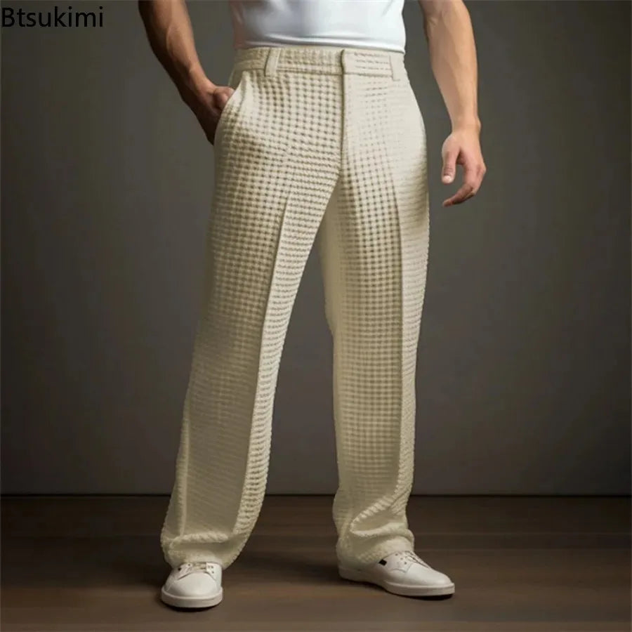 Adriano | Eleganti Pantaloni Neri Uomo – Struttura Waffle per Comfort e Stile 5
