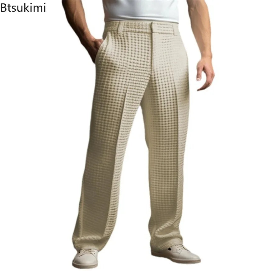 Adriano | Eleganti Pantaloni Neri Uomo – Struttura Waffle per Comfort e Stile 6