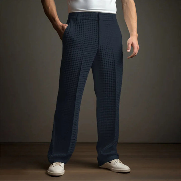 Adriano | Eleganti Pantaloni Neri Uomo – Struttura Waffle per Comfort e Stile 7