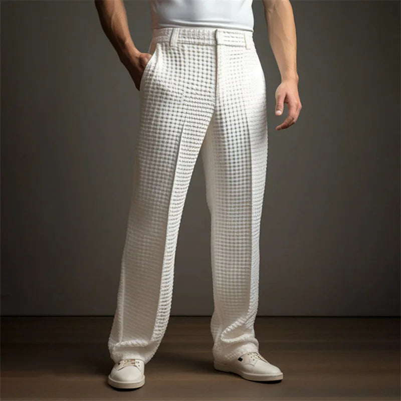 Adriano | Eleganti Pantaloni Neri Uomo – Struttura Waffle per Comfort e Stile 8