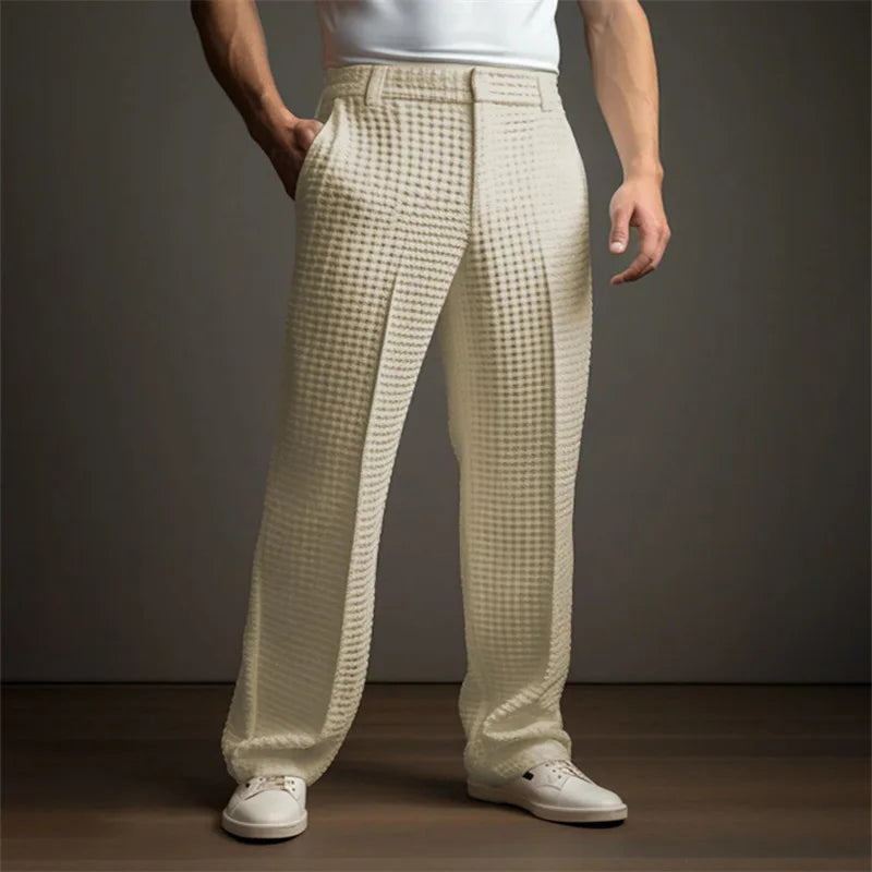 Adriano | Eleganti Pantaloni Neri Uomo – Struttura Waffle per Comfort e Stile 9