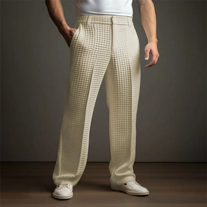 Adriano | Eleganti Pantaloni Neri Uomo – Struttura Waffle per Comfort e Stile 9