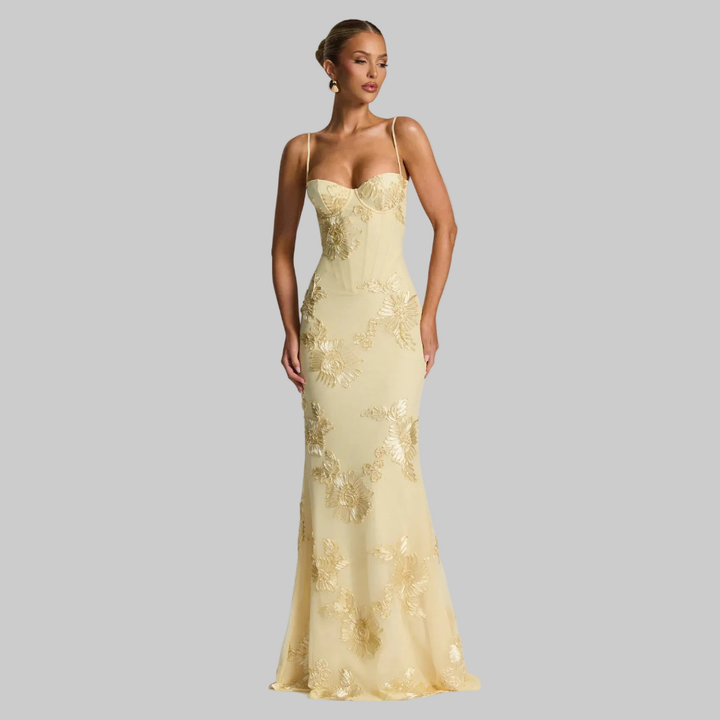 Aelara | Vestiti da Cerimonia Elegante Floreale Silhouette Aderente 1