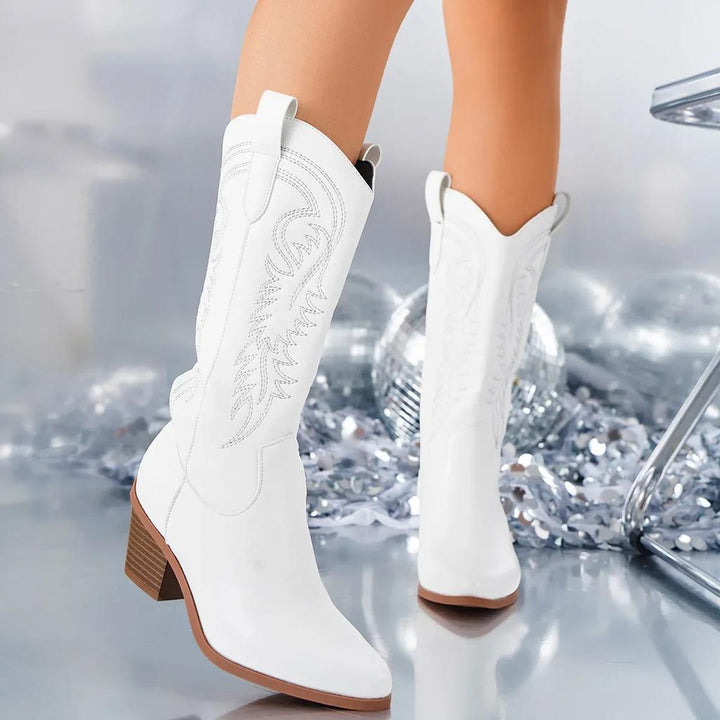 Agrifoglio | Stivali Donna Cowboy Vintage Tacco Largo Eleganti Comodi 0