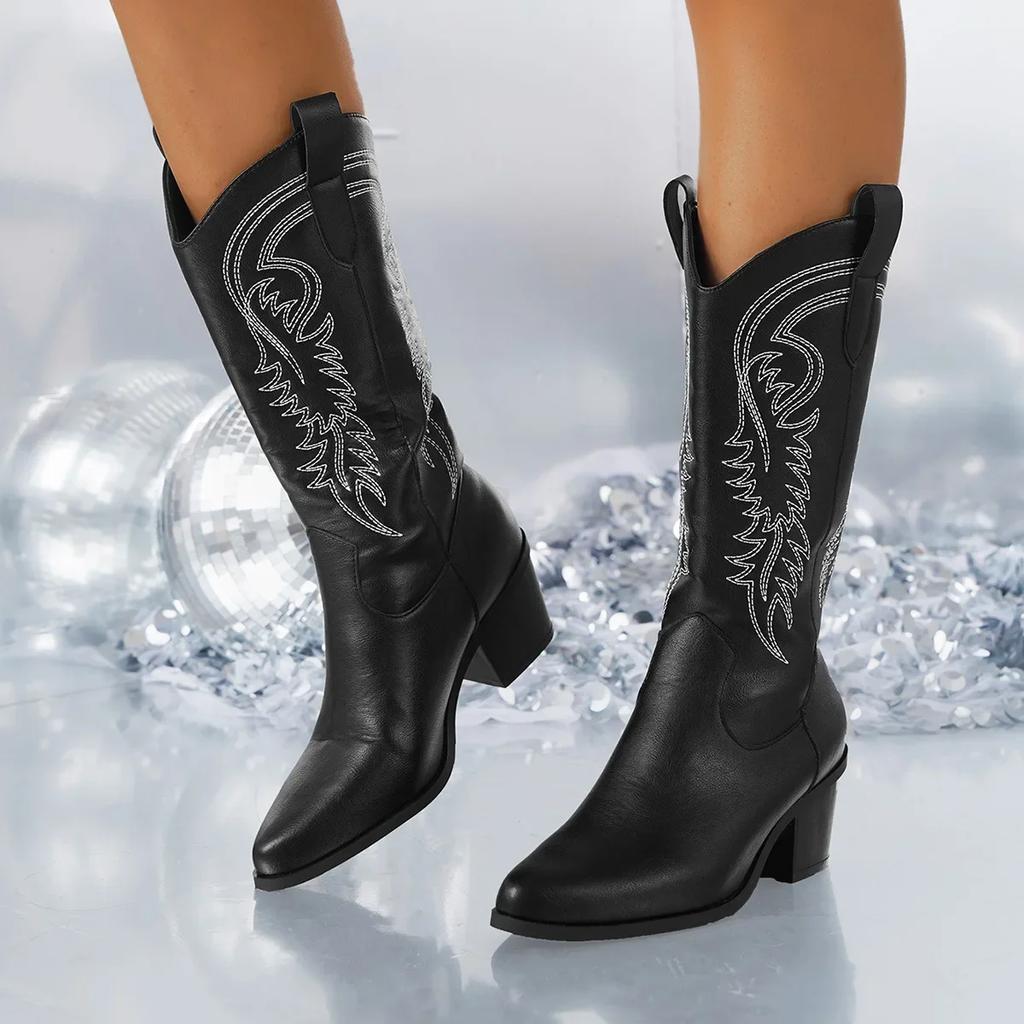 Agrifoglio | Stivali Donna Cowboy Vintage Tacco Largo Eleganti Comodi 4