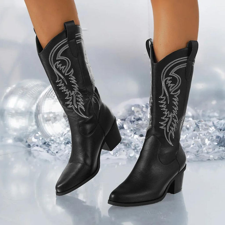 Agrifoglio | Stivali Donna Cowboy Vintage Tacco Largo Eleganti Comodi 4