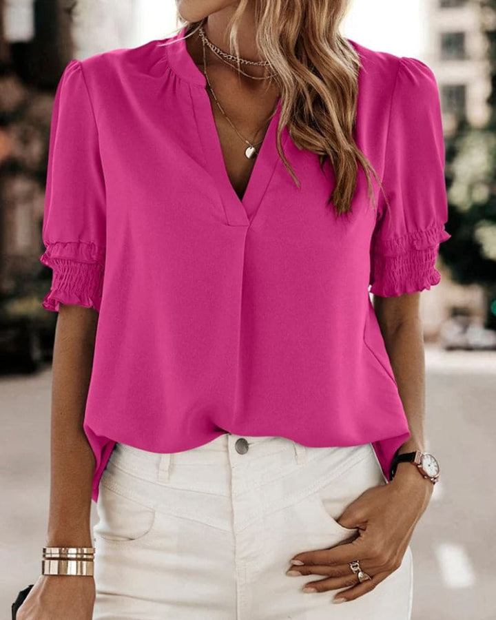 Alara | Blusa Elegante con Scollo a V per Donna, Moderna e Versatile in Fucsia 0