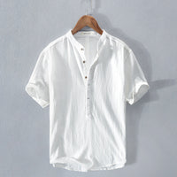 Lorenzo | Comoda camicia in lino con maniche a mezze maniche