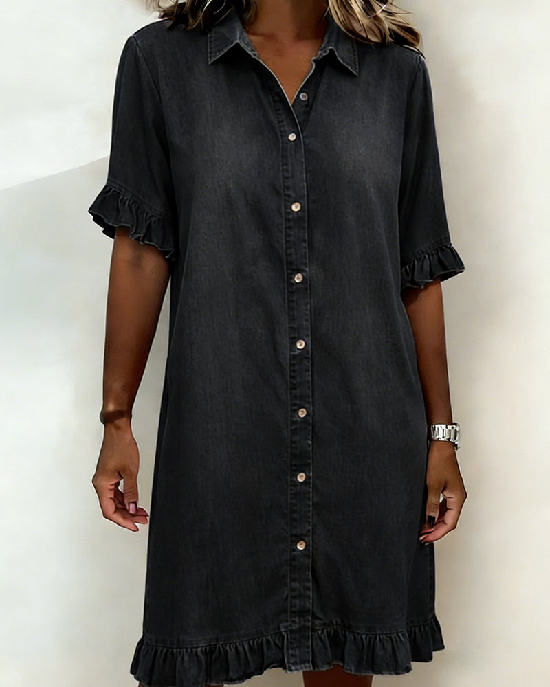 Alfina | Elegante Abito Donna in Denim Traspirante con Arricciature 1