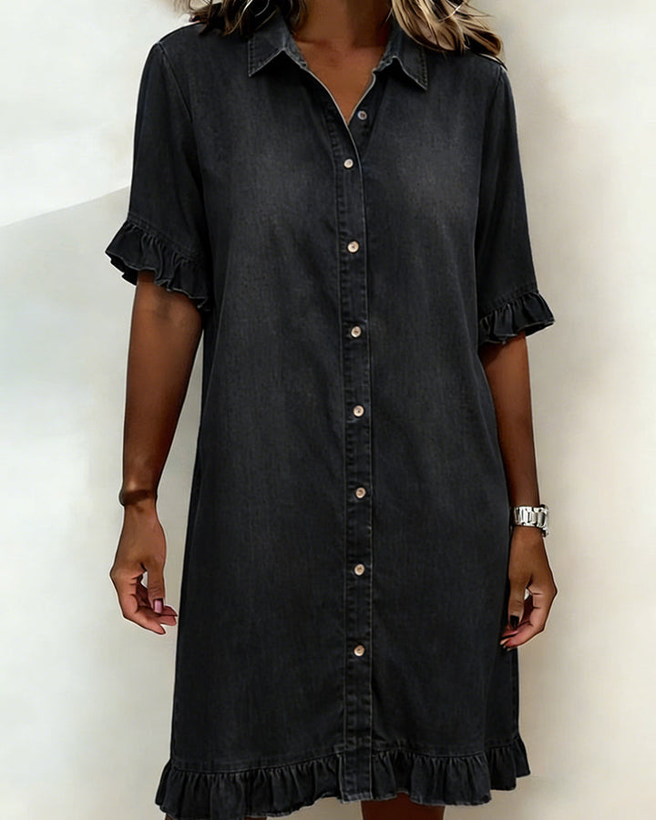 Alfina | Elegante Abito Donna in Denim Traspirante con Arricciature 1