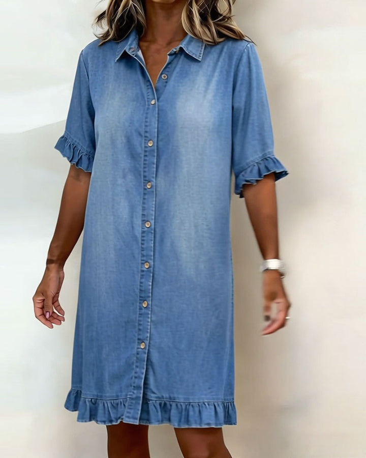 Alfina | Elegante Abito Donna in Denim Traspirante con Arricciature 3
