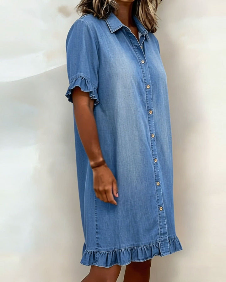 Alfina | Elegante Abito Donna in Denim Traspirante con Arricciature 4