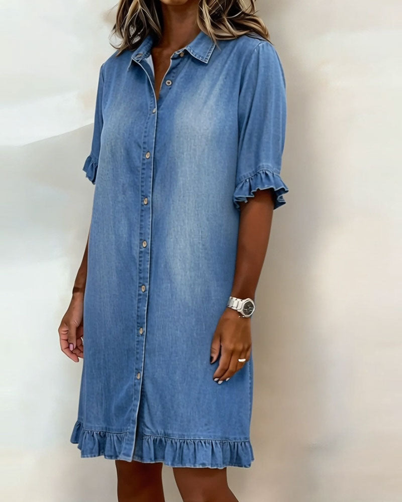 Alfina | Elegante Abito Donna in Denim Traspirante con Arricciature 5
