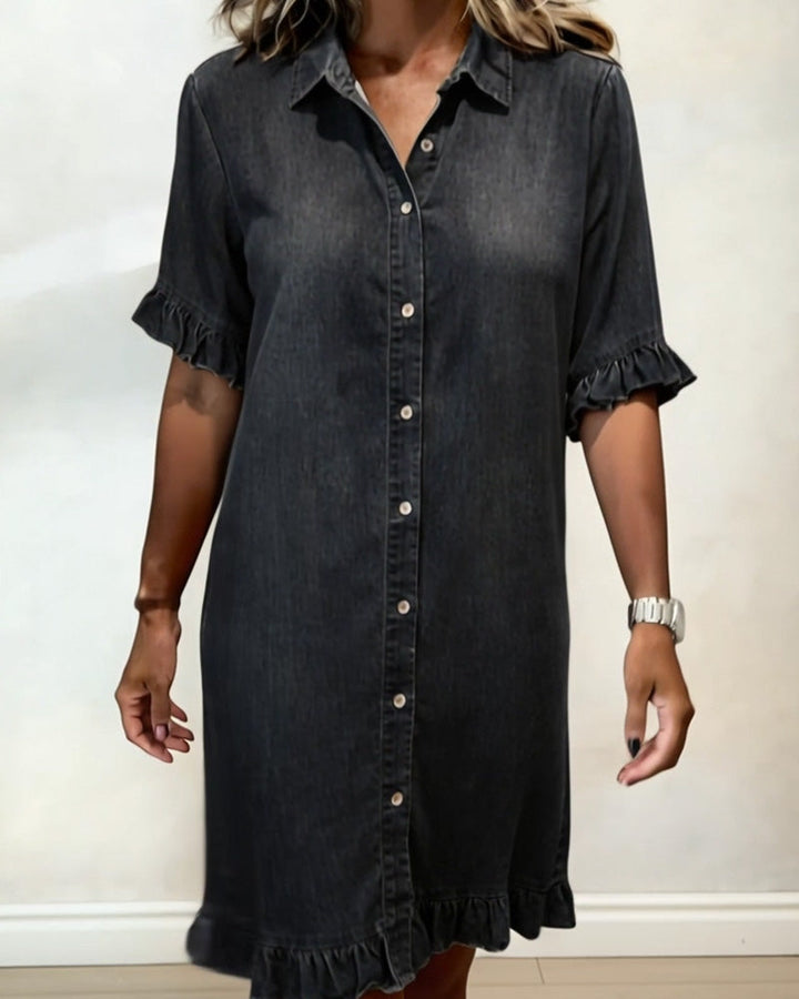Alfina | Elegante Abito Donna in Denim Traspirante con Arricciature 6