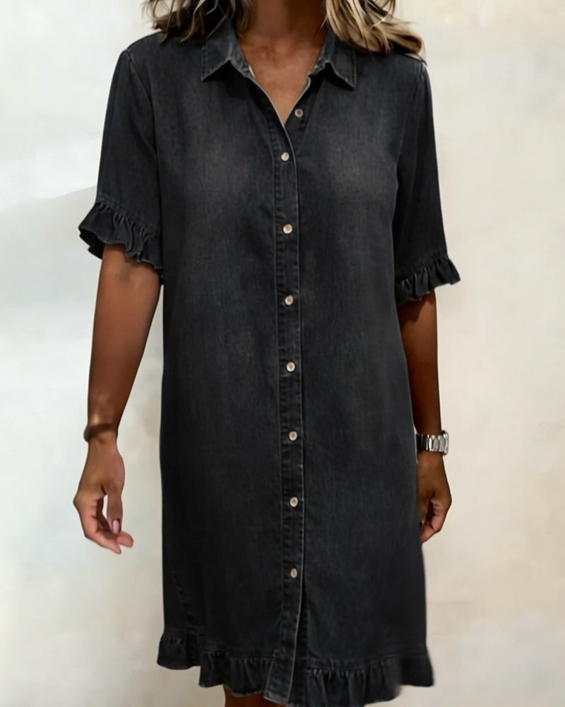 Alfina | Elegante Abito Donna in Denim Traspirante con Arricciature 7