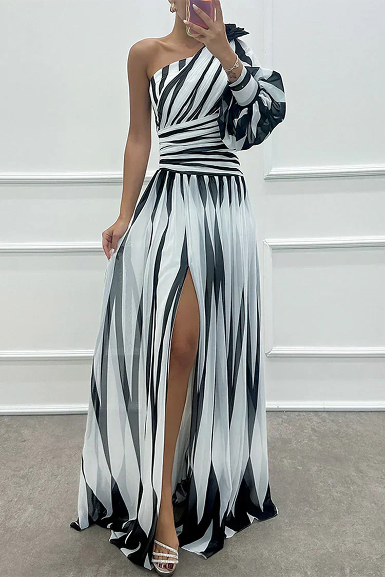 Alina | Abito Cerimonia Donna Monospalla Elegante Maxi Fluido 0