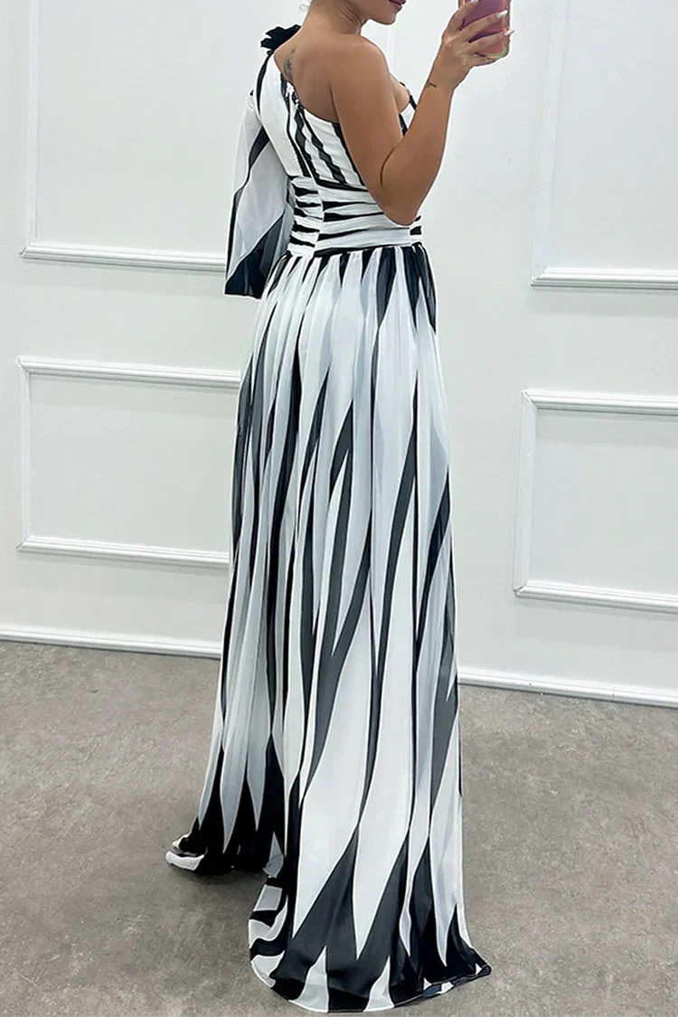 Alina | Abito Cerimonia Donna Monospalla Elegante Maxi Fluido 2