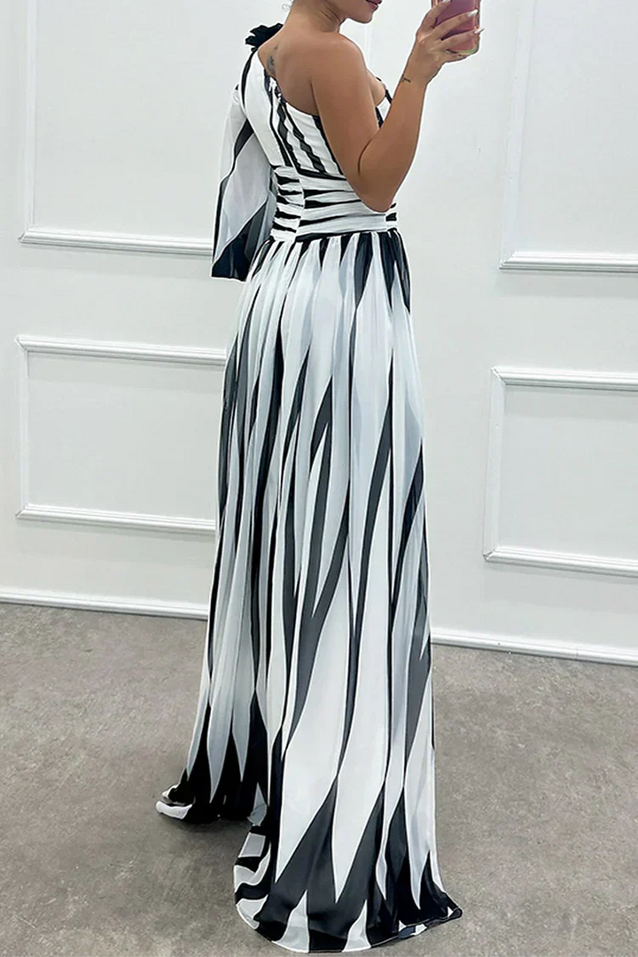 Alina | Abito Cerimonia Donna Monospalla Elegante Maxi Fluido 2