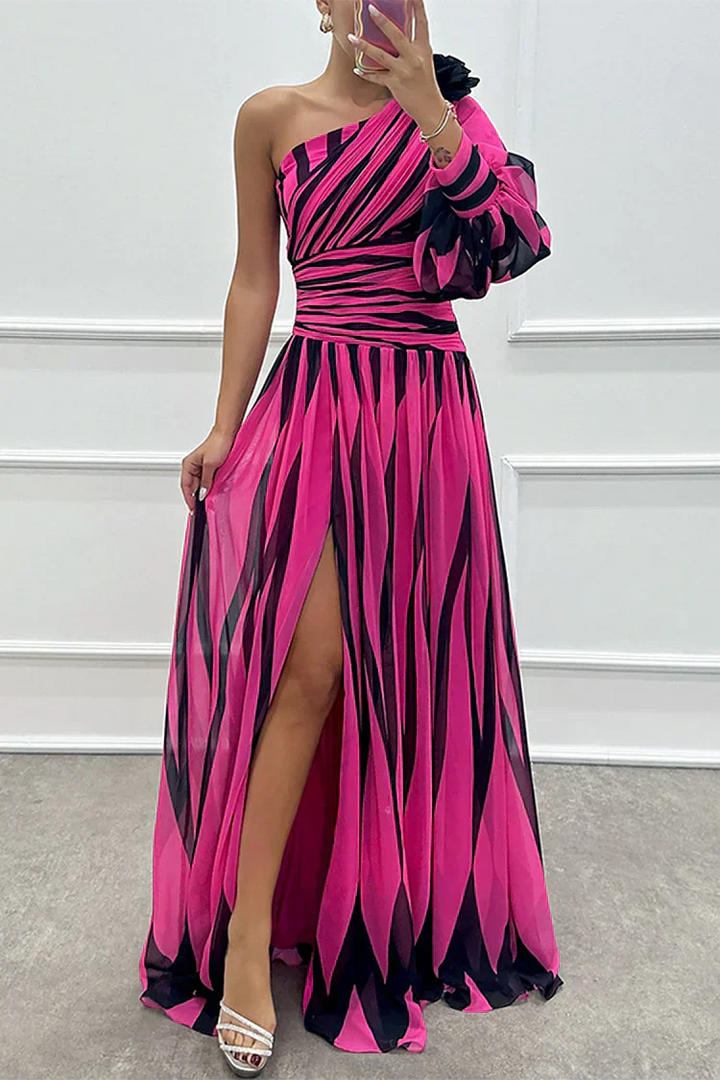 Alina | Abito Cerimonia Donna Monospalla Elegante Maxi Fluido 3