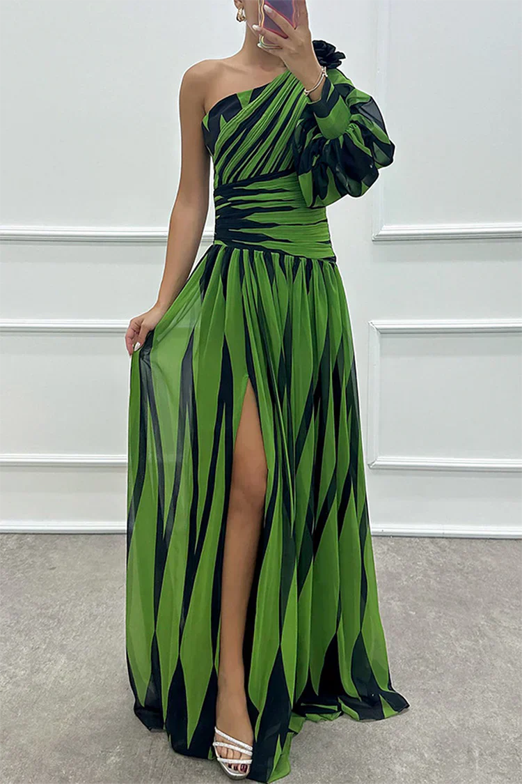 Alina | Abito Cerimonia Donna Monospalla Elegante Maxi Fluido 6