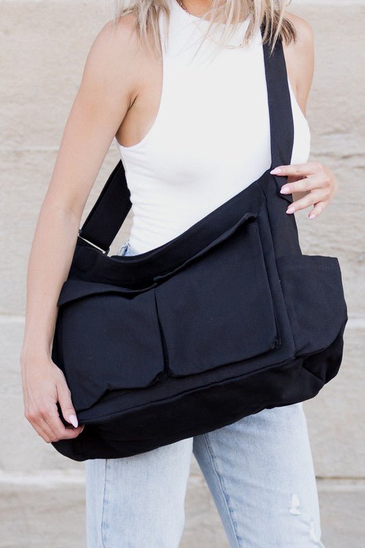 Alina | Ampia borsa tote in tela con tracolla regolabile 0