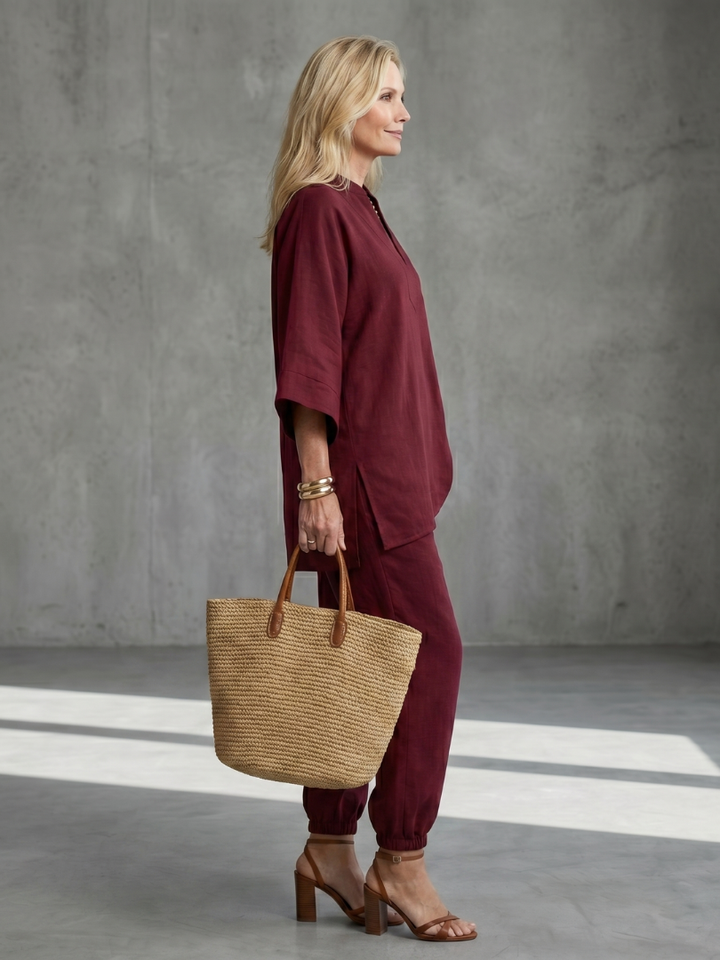 Allegra | Completo Donna Elegante con Tunica Scollo a V e Pantaloni Coordinati 3