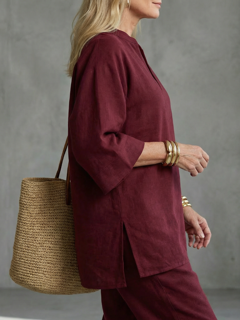 Allegra | Completo Donna Elegante con Tunica Scollo a V e Pantaloni Coordinati 4