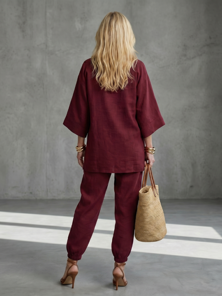Allegra | Completo Donna Elegante con Tunica Scollo a V e Pantaloni Coordinati 5
