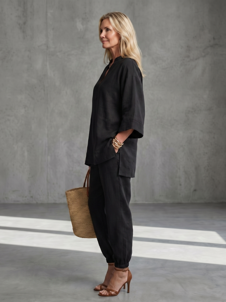 Allegra | Completo Donna Elegante con Tunica Scollo a V e Pantaloni Coordinati 6