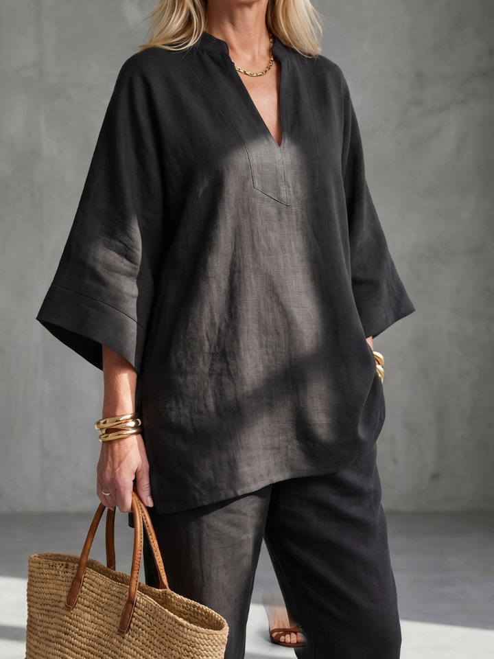 Allegra | Completo Donna Elegante con Tunica Scollo a V e Pantaloni Coordinati 7