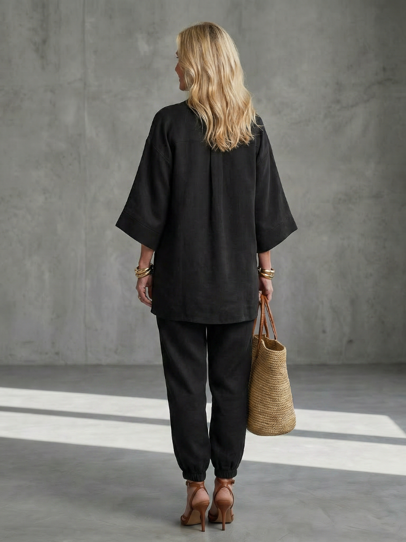 Allegra | Completo Donna Elegante con Tunica Scollo a V e Pantaloni Coordinati 8