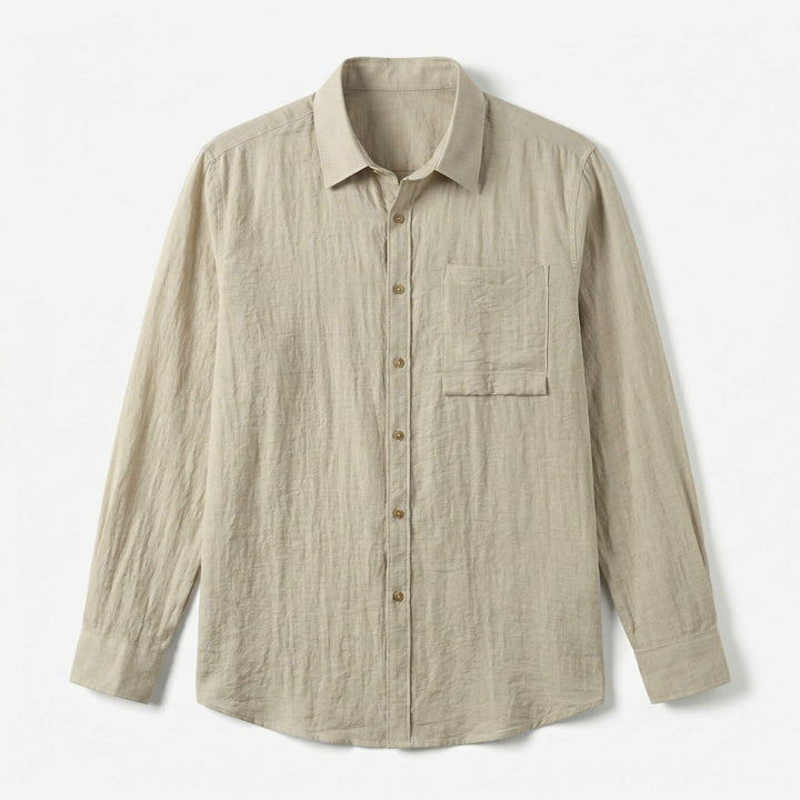 Allegra | Elegante Camicia di Lino Uomo con Tasca e Maniche Lunghe 0